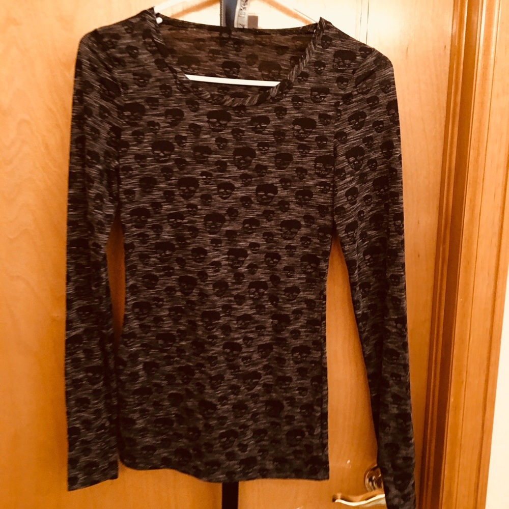 Long sleeve skull burnout shirt